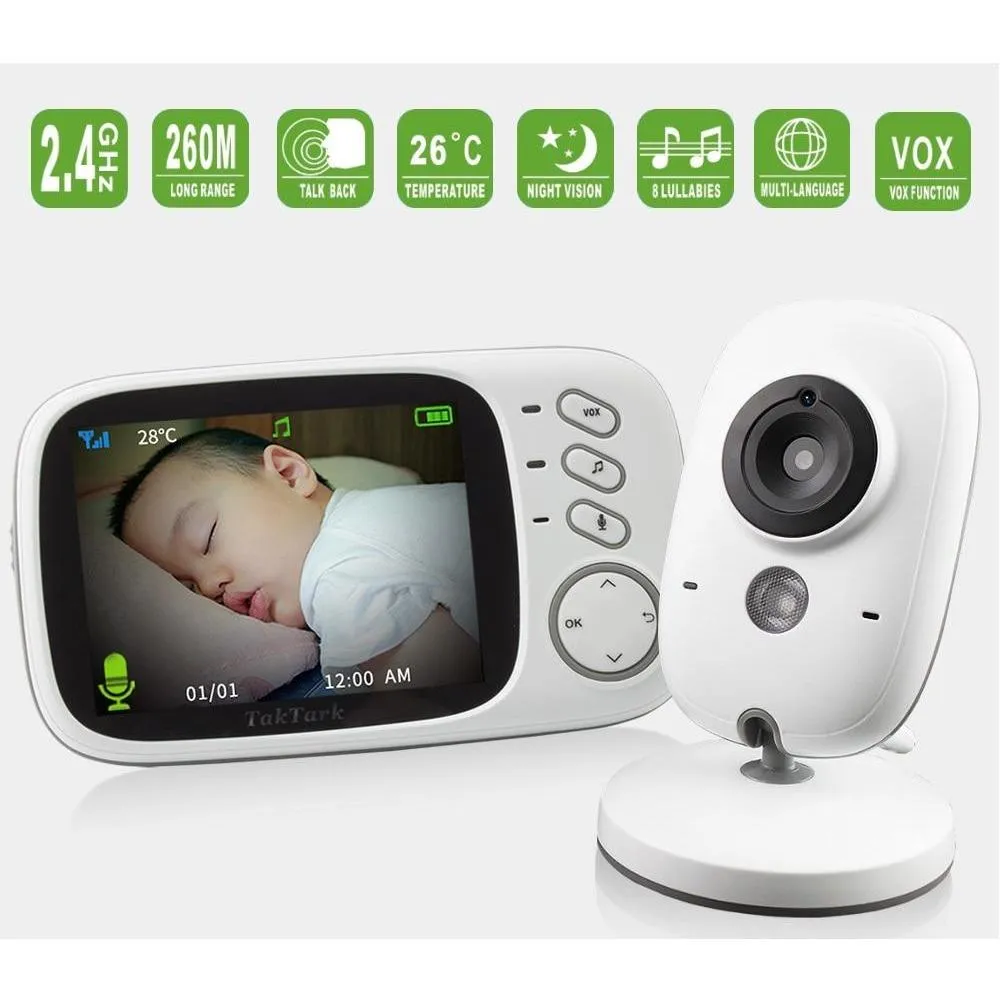 3.2" Wireless Video Baby Monitor Temperature Monitoring