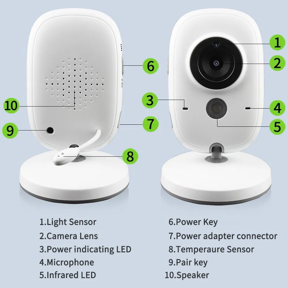 3.2" Wireless Video Baby Monitor Temperature Monitoring