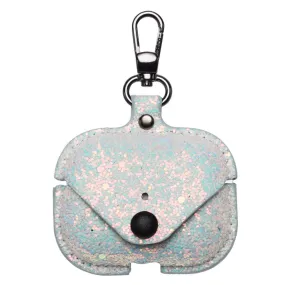 Airpods Pro unique glitter style leather case - White