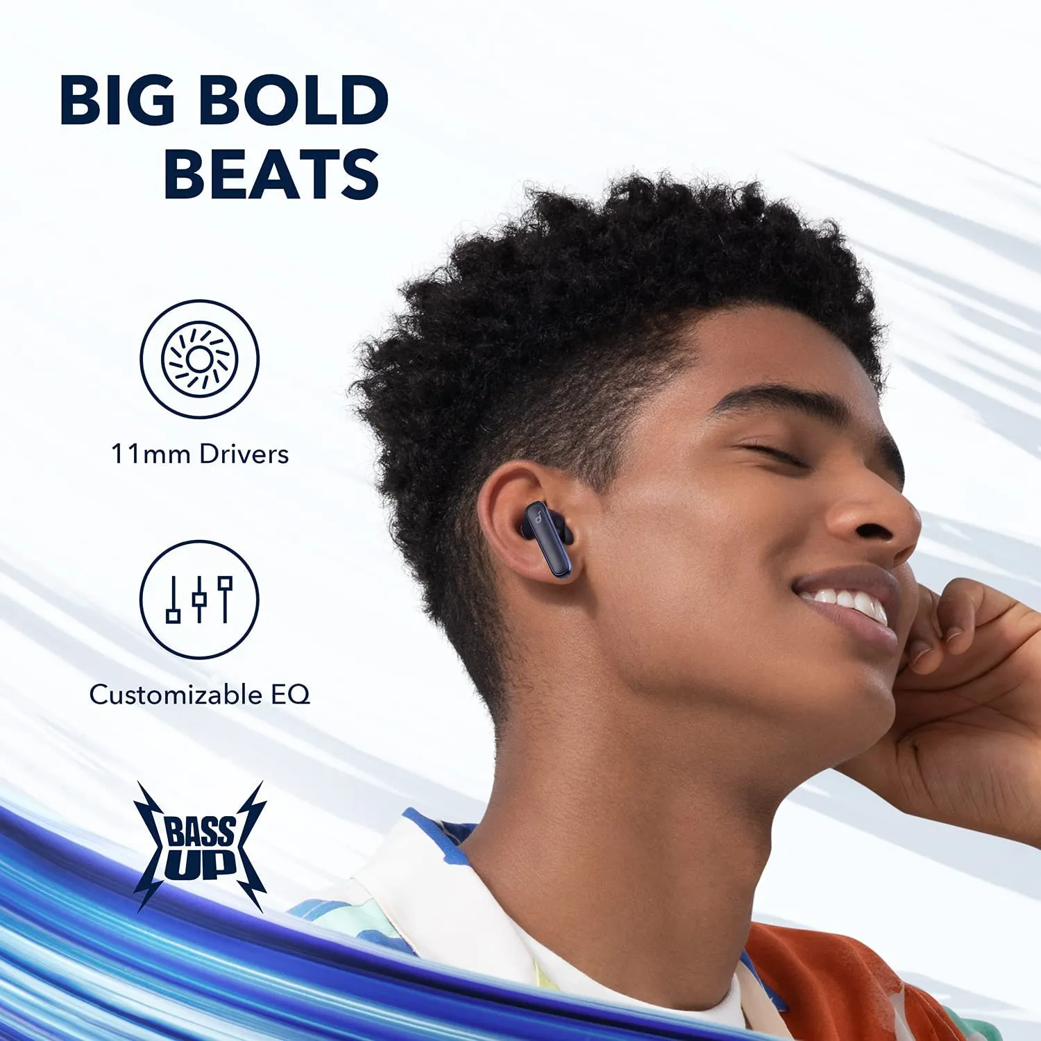 Anker Soundcore Life P3 Noise Cancelling Earbuds, Big Bass, 6 Mics, Clear Calls, Multi Mode Noise Cancelling, Wireless Charging, Soundcore App with Gaming Mode, Sleeping Mode, Find Your Earbuds - Navy Blue