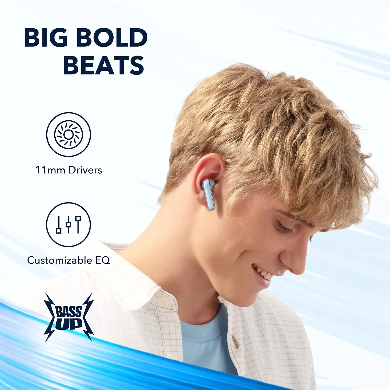 Anker Soundcore Life P3 Noise Cancelling Earbuds, Big Bass, 6 Mics, Clear Calls, Multi Mode Noise Cancelling, Wireless Charging, Soundcore App with Gaming Mode, Sleeping Mode, Find Your Earbuds - Sky Blue