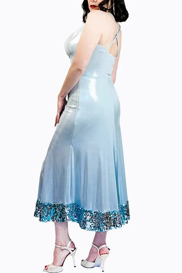 aqua blue & sequin STELLA tango dress with slits