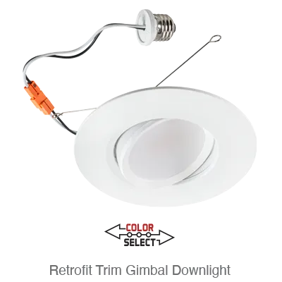 Aviva 4 Inch LED Gimble Down Light Retrofit, 810 Lumens, 8W, 120V, CCT Selectable: 2700K/3000K/3500K/4000K/5000K