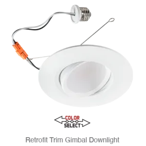 Aviva 4 Inch LED Gimble Down Light Retrofit, 810 Lumens, 8W, 120V, CCT Selectable: 2700K/3000K/3500K/4000K/5000K