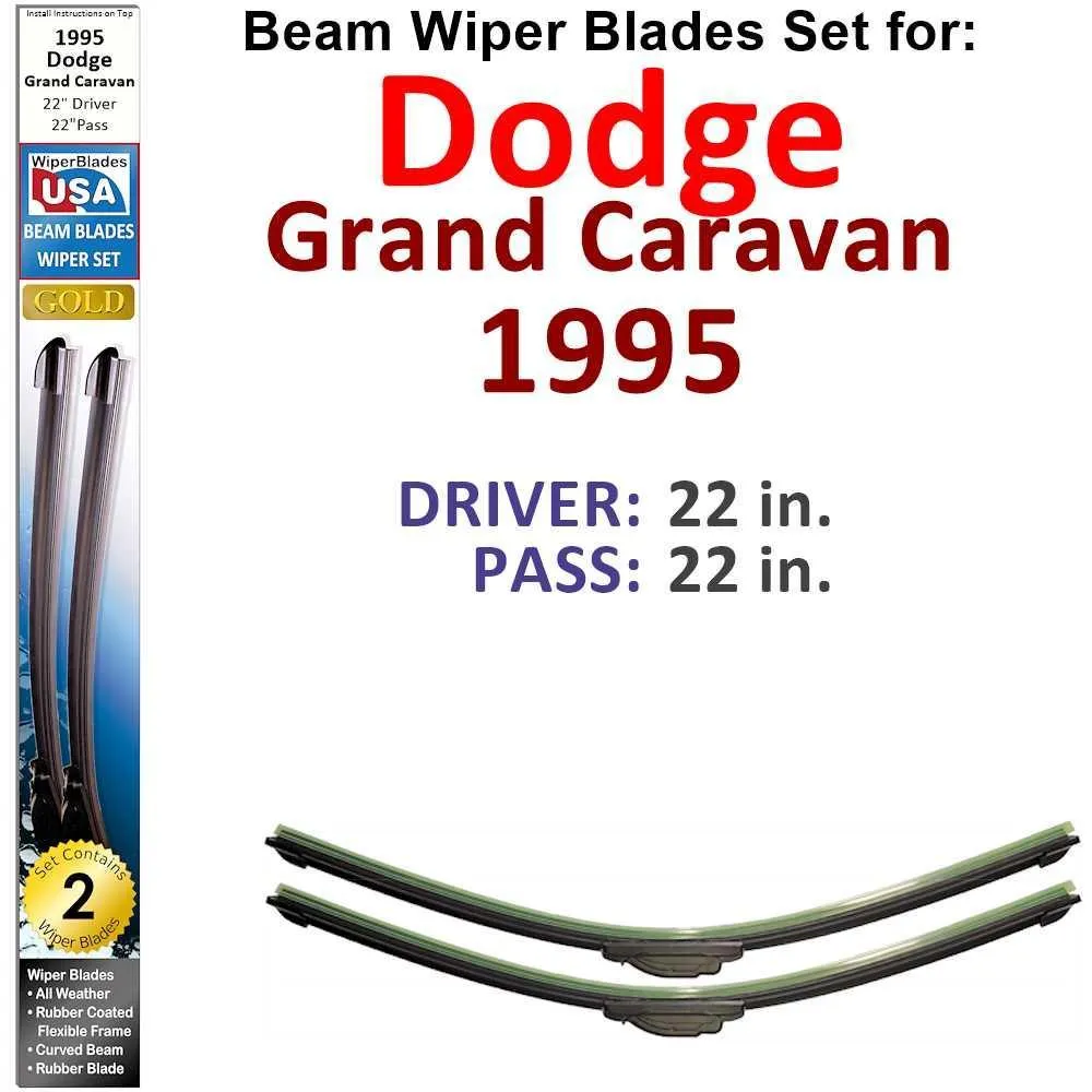 Beam Wiper Blades for 1995 Dodge Grand Caravan (Set of 2)