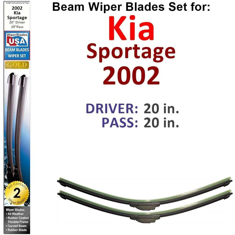 Beam Wiper Blades for 2002 Kia Sportage (Set of 2)