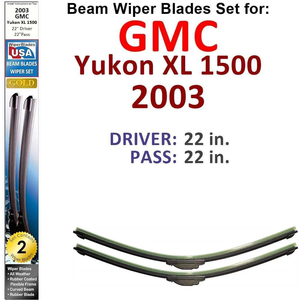 Beam Wiper Blades for 2003 GMC Yukon XL 1500 (Set of 2)