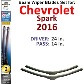 Beam Wiper Blades for 2016 Chevrolet Spark (Set of 2)