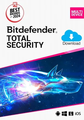 Bitdefender TOTAL SECURITY (For 5 Devices) - PC/Mac/iOS/Android (1 Year Sub. Download)