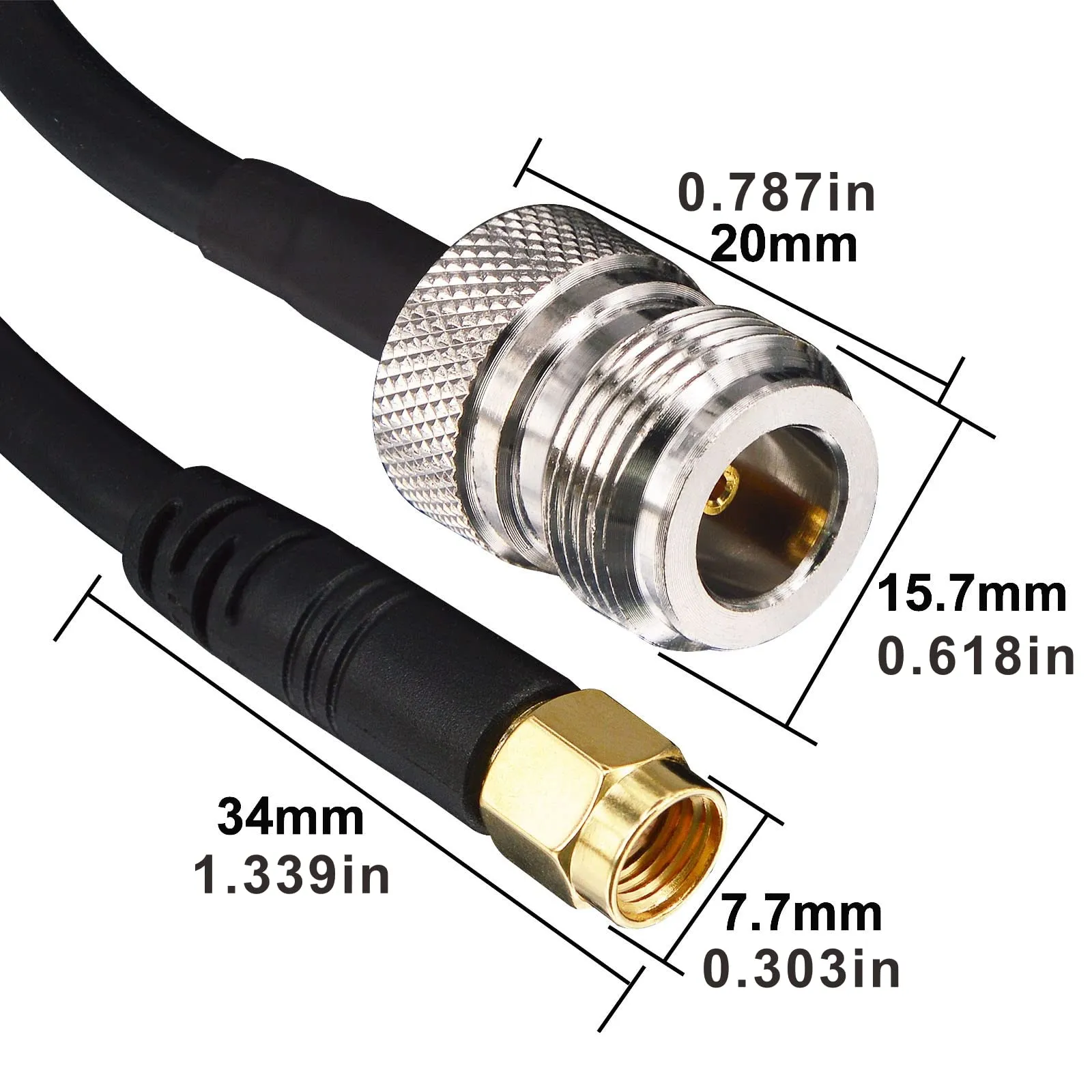 Boobrie RP-SMA Male to N Female Cable RG58 Upgrade WiFi Antenna Extension Cable N-Type to SMA Low Loss for WiFi 4G LTE LoRa Antenna Helium Cable Hotspot Point 49.2Ft