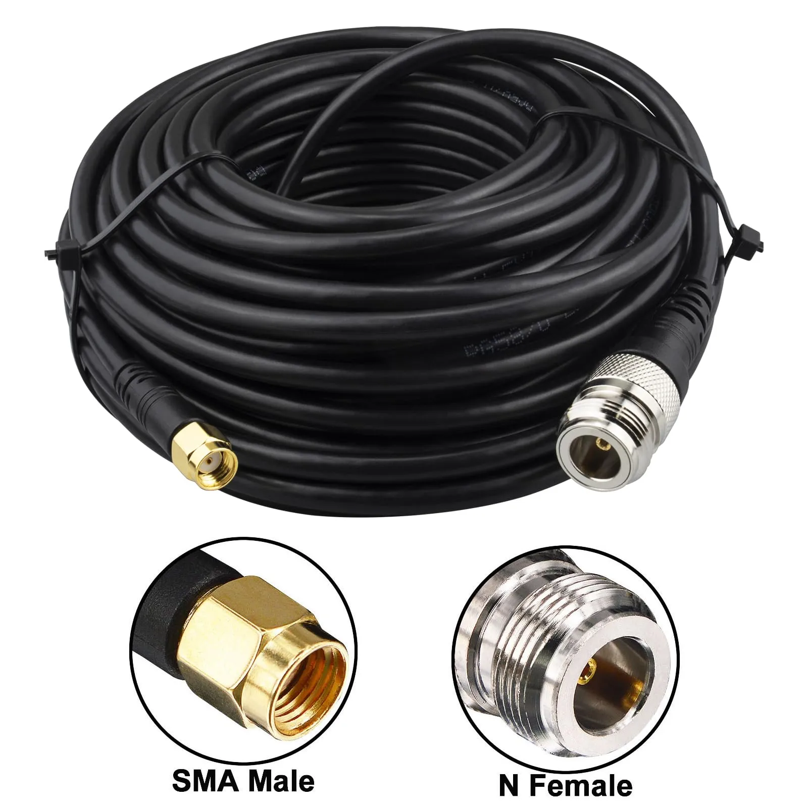 Boobrie RP-SMA Male to N Female Cable RG58 Upgrade WiFi Antenna Extension Cable N-Type to SMA Low Loss for WiFi 4G LTE LoRa Antenna Helium Cable Hotspot Point 49.2Ft