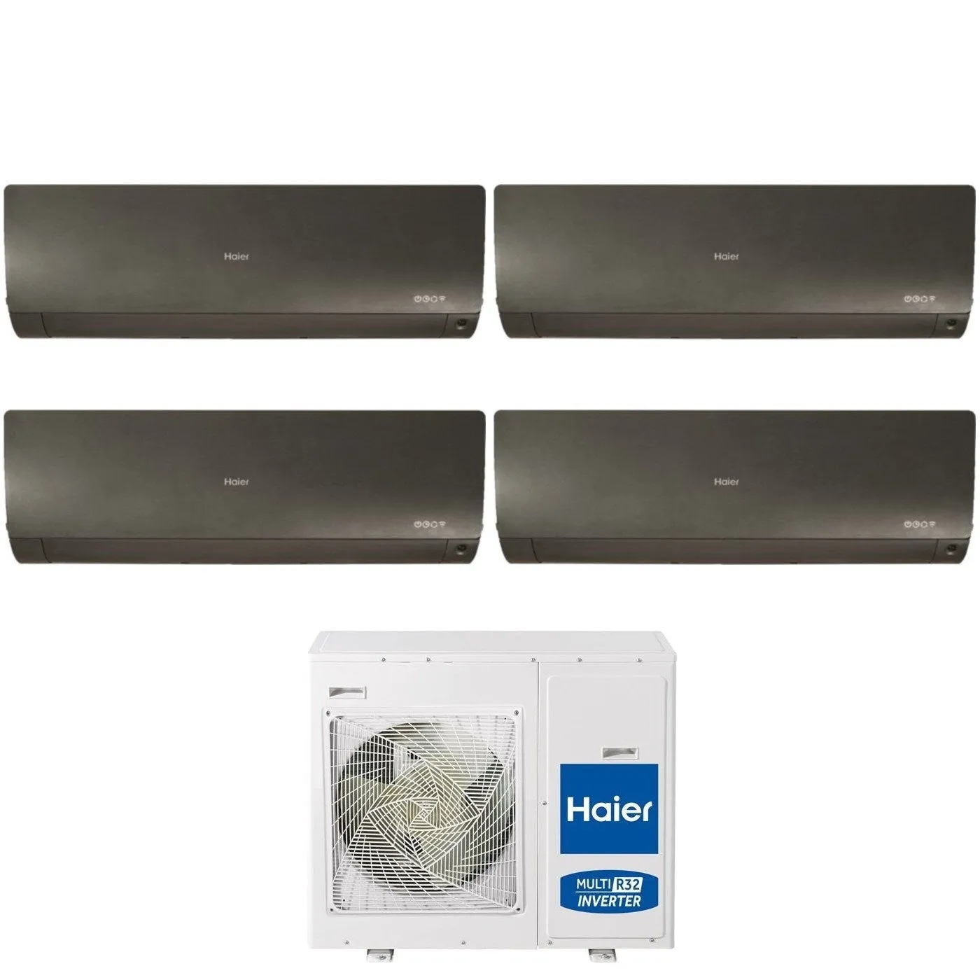 Climatizzatore Condizionatore Haier Quadri Split Inverter serie FLEXIS PLUS BLACK 7 7 7 15 con 4U85S2SR3FA R-32 Wi-Fi Integrato Colore Nero 7000 7000 7000 15000