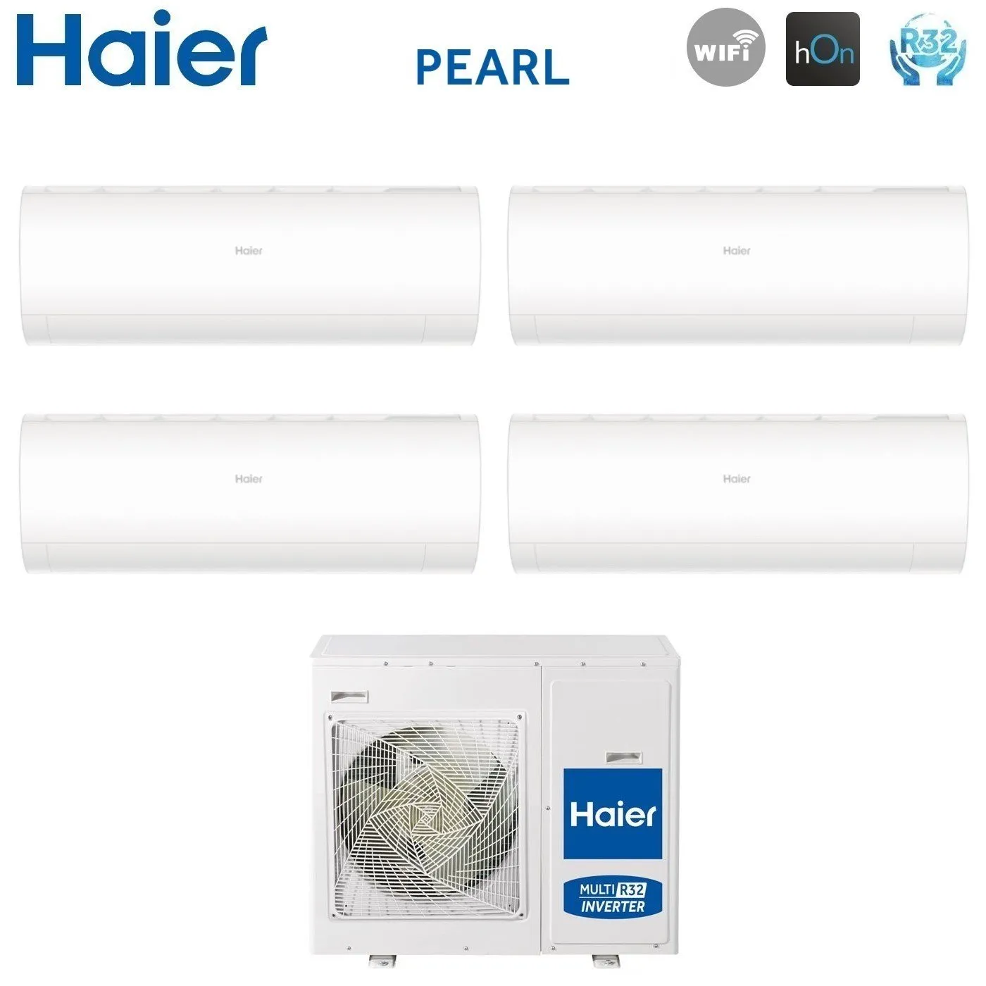 Climatizzatore Condizionatore Haier Quadri Split Inverter serie PEARL 7 7 9 18 con 4U75S2SR5FA R-32 Wi-Fi Integrato 7000 7000 9000 18000