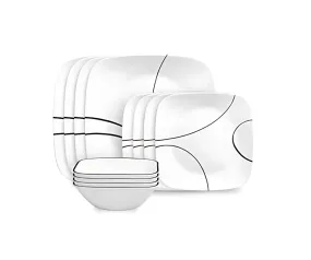 Corelle Simple Lines 12 Piece Square Dinnerware Set