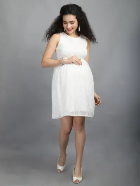 Crystal White Maternity Dress