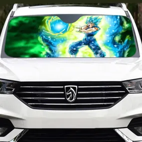 DBZ Goku Super Saiyan Blue SSGSS Kamehameha Power Attack Windshield Sunshade