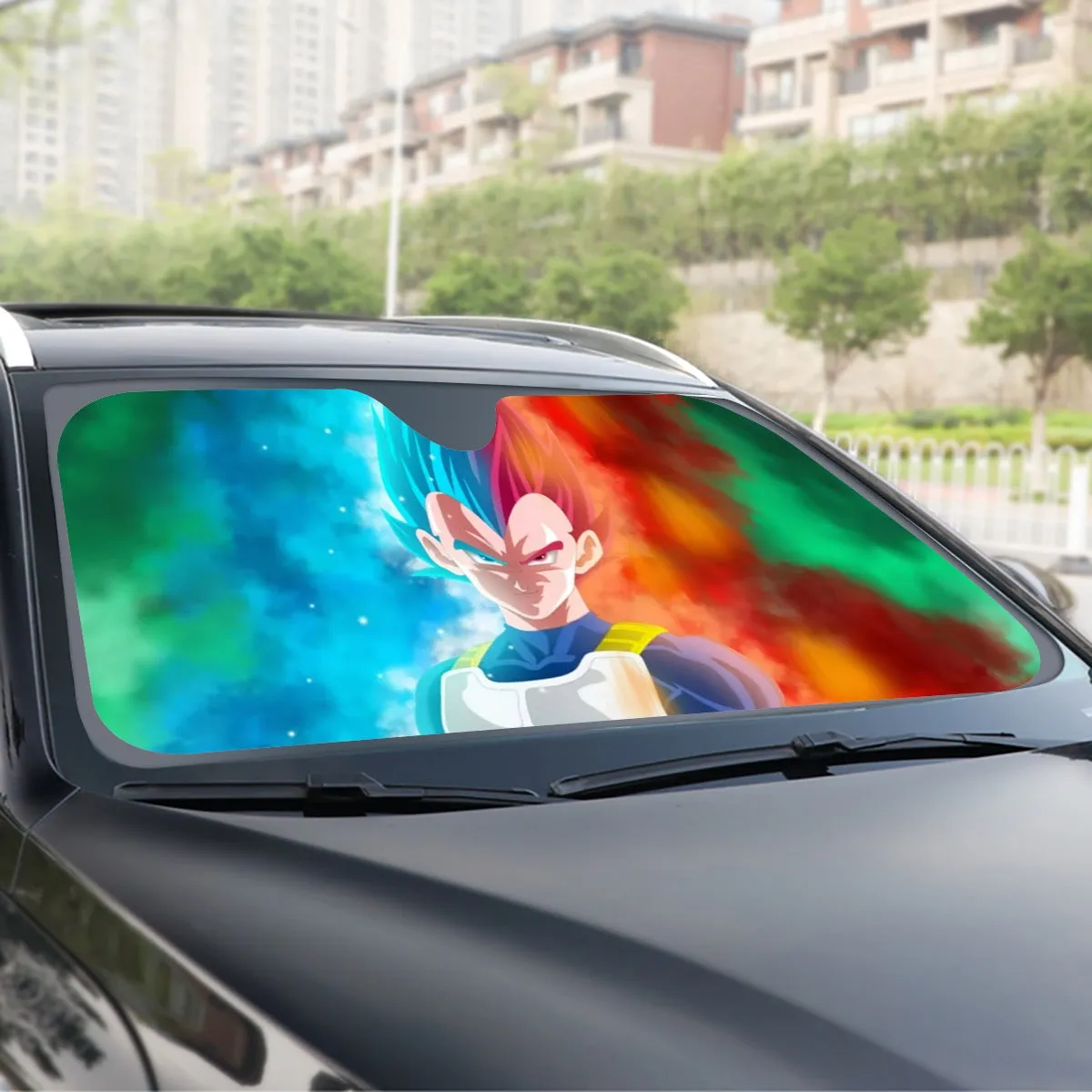 DBZ Vegeta Super Saiyan God Blue SSGSS Cool Portraits Windshield Sunshade