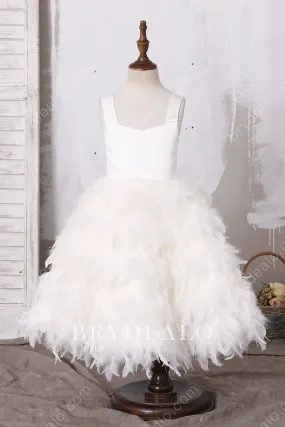 Designer Feather Tea Length Flower Girl Dress Online