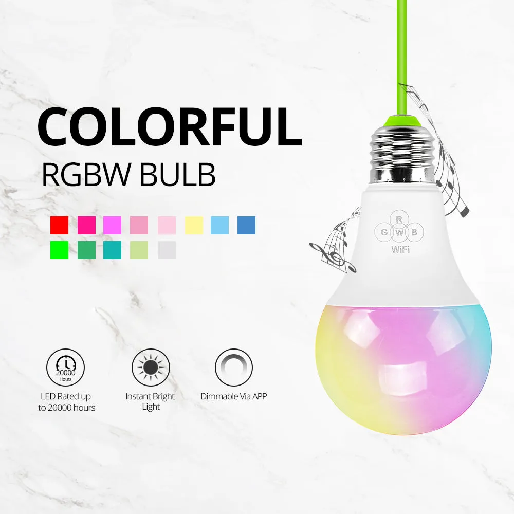 E27 Smart WiFi LED Bulb RGBW CCT 6.5W work with Amazon Alexa & Google Home APP control AC85-265V LED Bulb Lamp