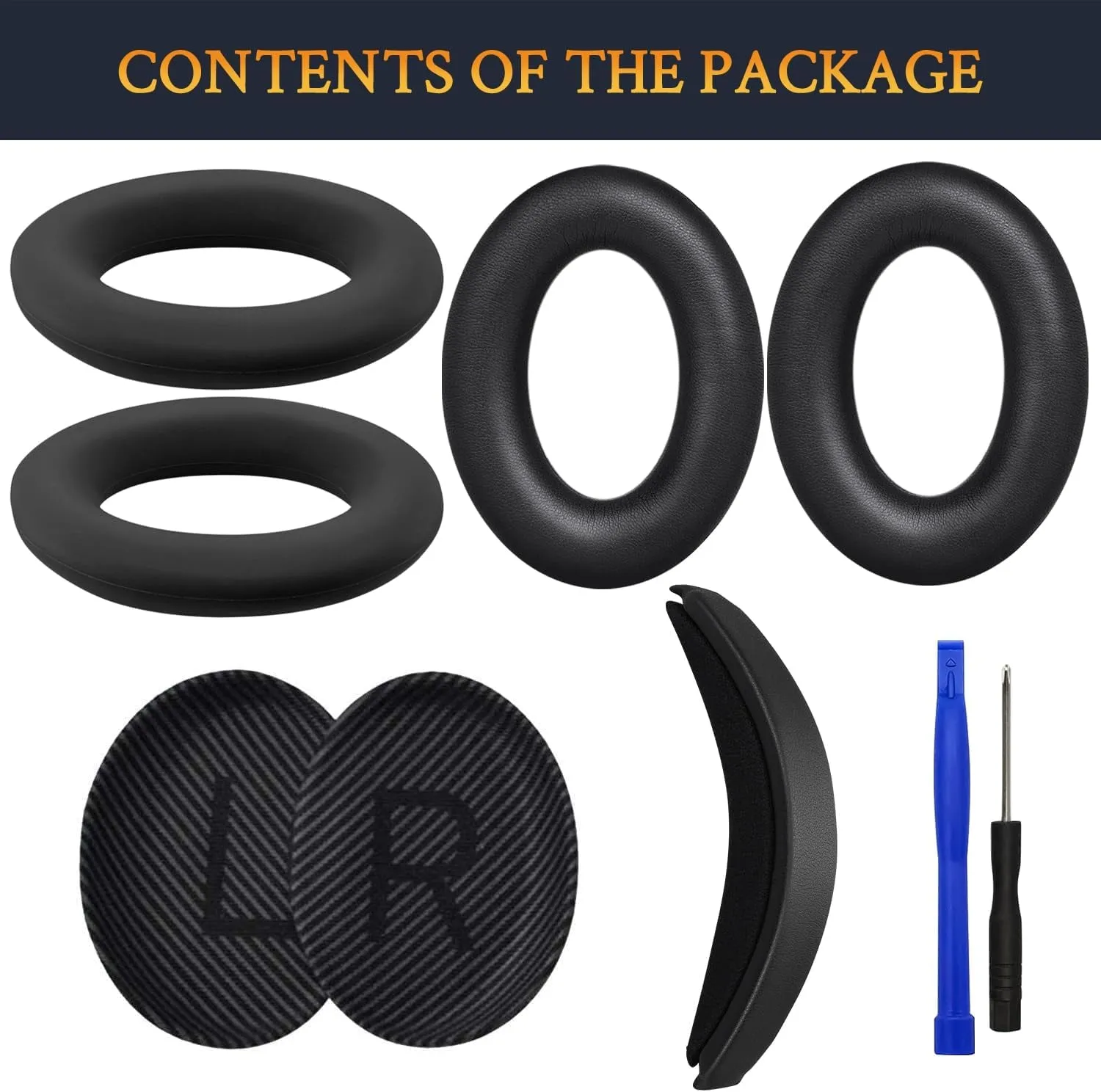 Ear Pads Cushions   Headband   Silicone Earpads Cover Protector, Replacement Kit for Bose QuietComfort 35 QC35, QC35 ii Over-Ear Headphones - Black