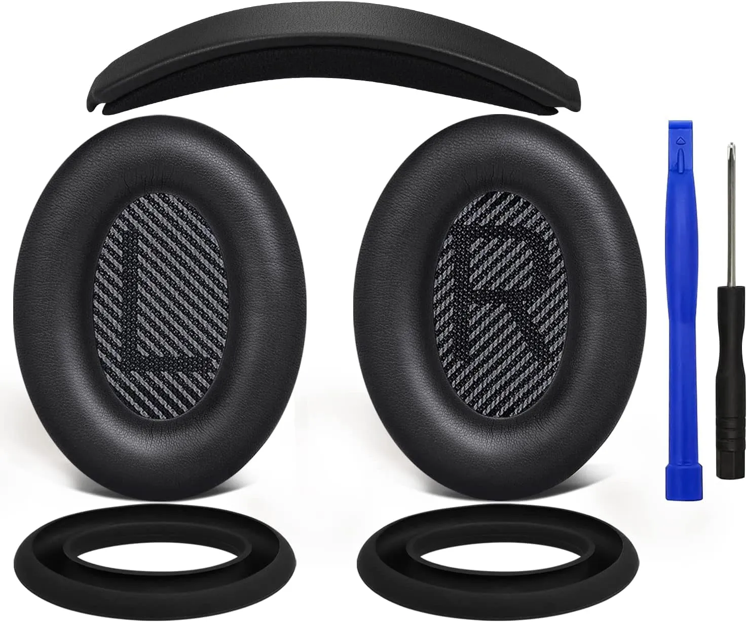 Ear Pads Cushions   Headband   Silicone Earpads Cover Protector, Replacement Kit for Bose QuietComfort 35 QC35, QC35 ii Over-Ear Headphones - Black