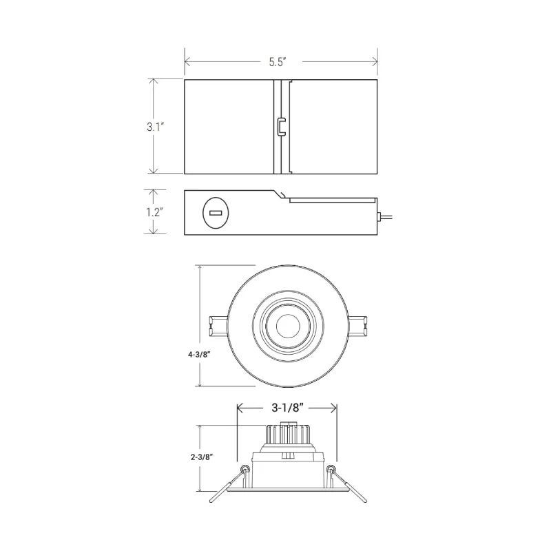 Elite RL372 3" LED Recessed Gimbal with Reflector, 5 CCT Selectable