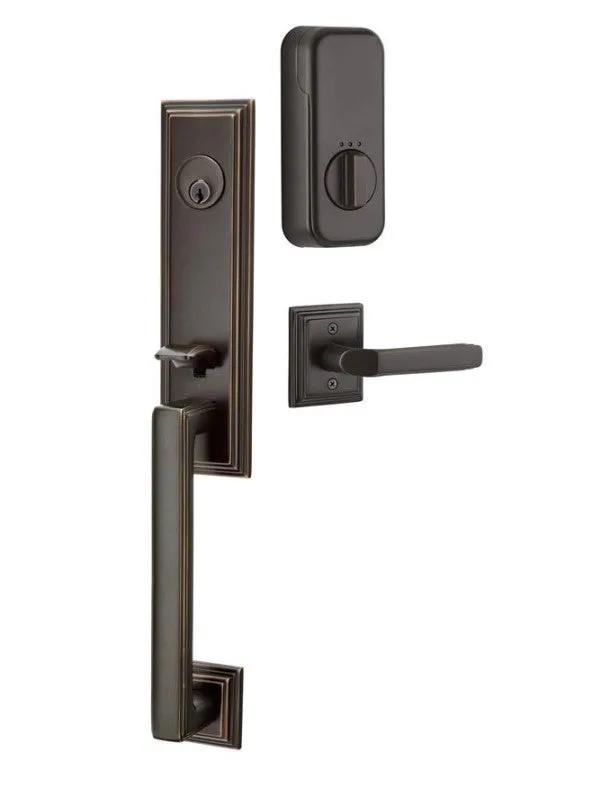 Emtek Single Cylinder Wilshire Handleset EMPowered Motorized Smart Lock Upgrade With Providence Knob