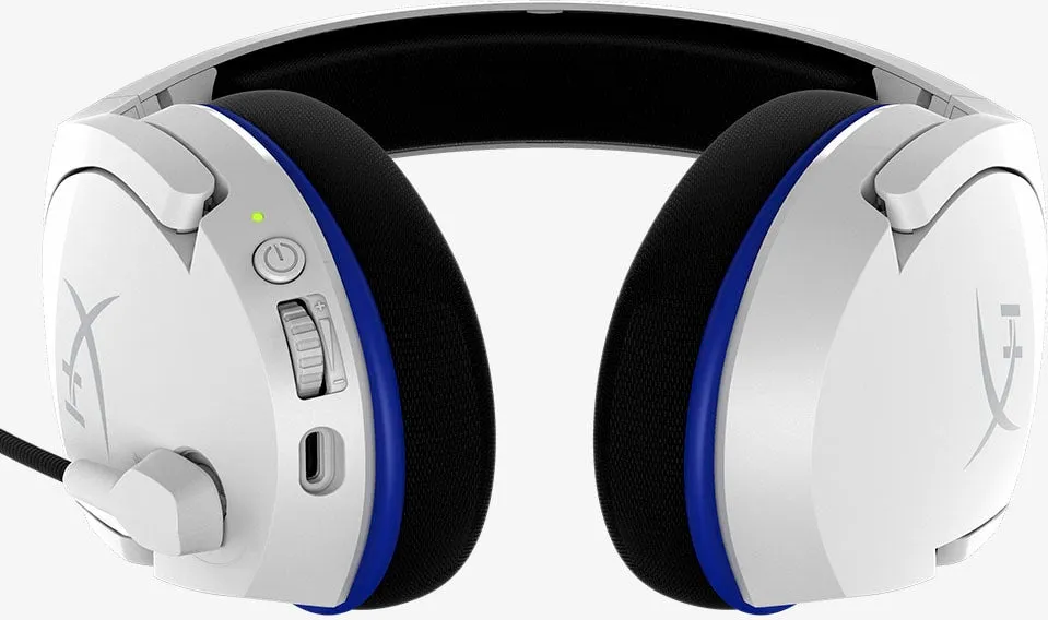 HP HyperX Cloud Stinger Core Wireless Gaming Headset for PS5-PS4, USB 2.0, White-Blue - 4P5J1AA