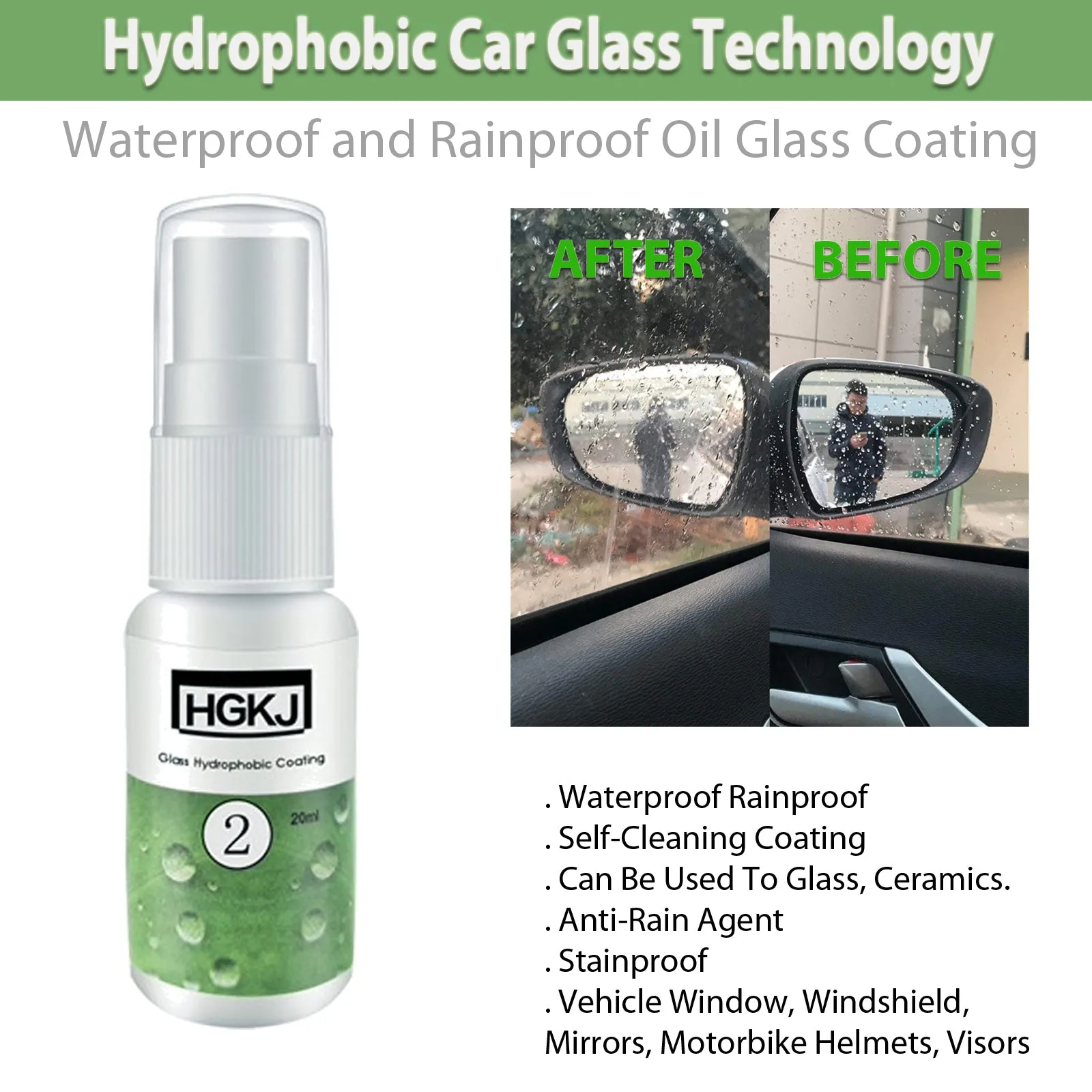 Hydrophobic Car Glass Technology Waterproof and Rainproof Oil Glass Coating