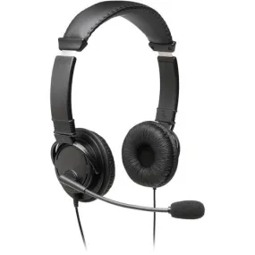 Kensington Hi-Fi Headphones with Mic - Stereo - Mini-phone (3.5mm) - Wired - Over-the-head - Binaural - Circumaural - 182.9 cm Cable - Noise Cancelling Microphone - Noise Canceling - Black