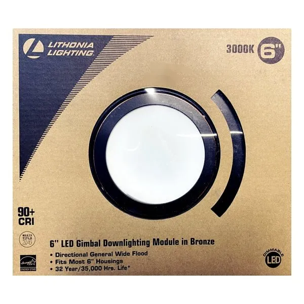 Lithonia Lighting 6" LED Gimbal Recessed Downlighting Round LED Fixture (Oil Rubbed - Bronze Trim) Dimmable, Directional General Wide Flood