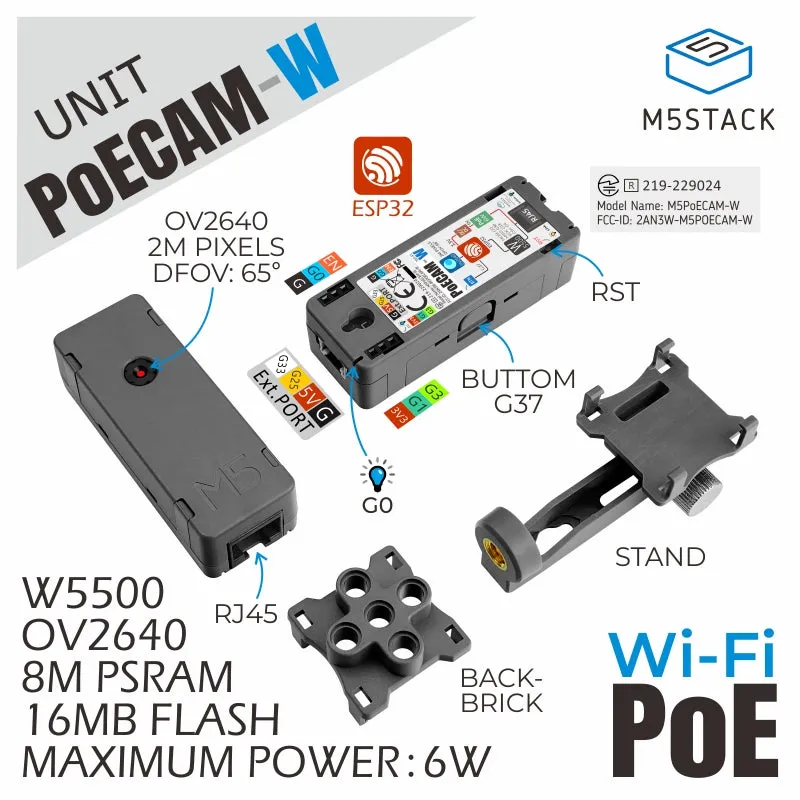 M5Stack PoE Camera with Wi-Fi (OV2640)