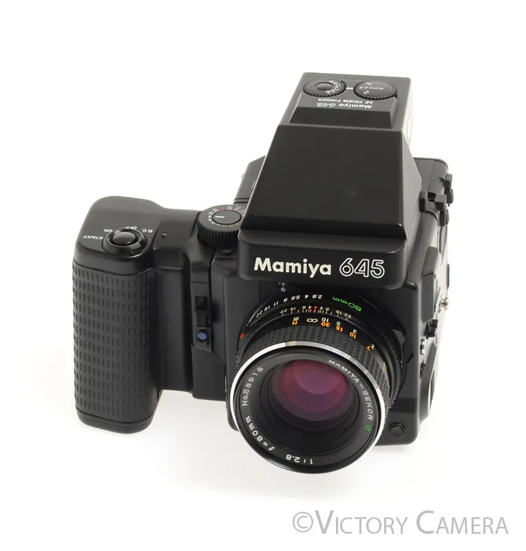 Mamiya 645 Super Medium Format Film Camera w/ AE Prism Finder 80mm Lens Winder