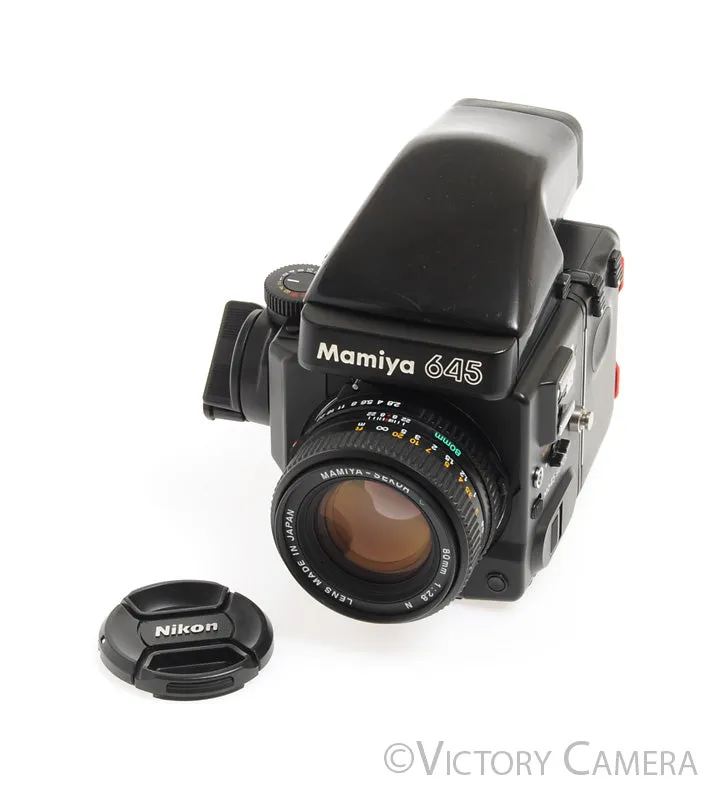 Mamiya 645 Super Medium Format Film Camera w/ Prism Finder 80mm Lens Winder