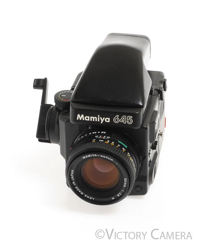 Mamiya 645 Super Medium Format Film Camera w/ Prism Finder 80mm Lens Winder