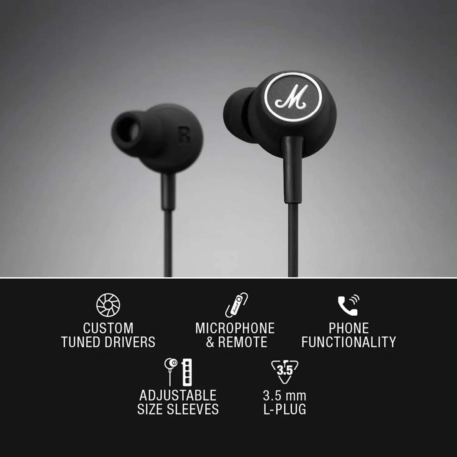 Marshall Mode Wired Earphones with Built-In Microphone & Remote