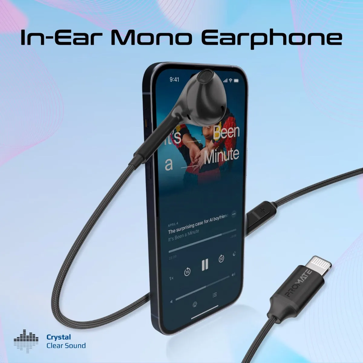 MFI Certified Ergonomic In-Ear Wired Mono Earphone with Lightning Connector