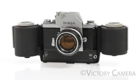 Nikon F Chrome 35mm Camera w/ Rare 250 Exp. MF-1 Mag, 50mm f1.4 -Display Only-