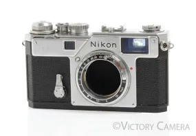 Nikon S3 Chrome 35mm Rangefinder Camera Body (only) -As is, Parts/Repair-