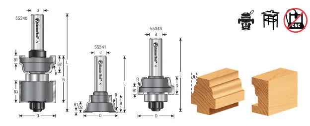 Ogee Window Sash & Rail Router Bit | 1⁄8 Radius x 1 9⁄64 Dia x 43⁄64 x 1⁄2" Shank | 55340 | 738685953402