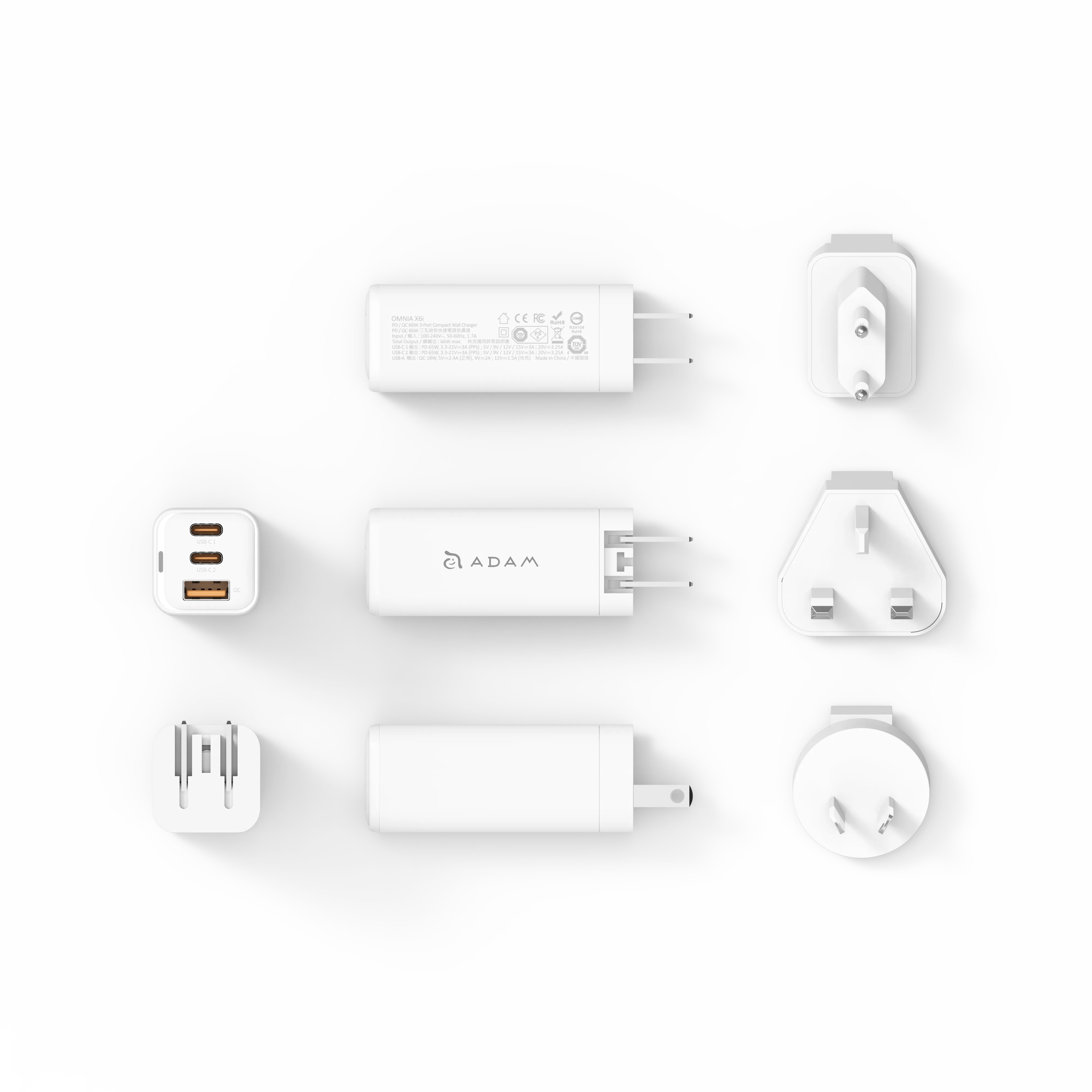 OMNIA X6i PD / QC 66W Compact Wall Charger   CASA P200 USB-C to USB-C 240W Braided Charging Cable (200CM)