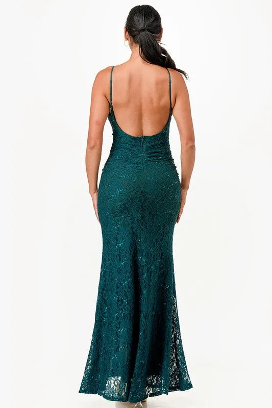 Open Back Lace Mermaid Dress