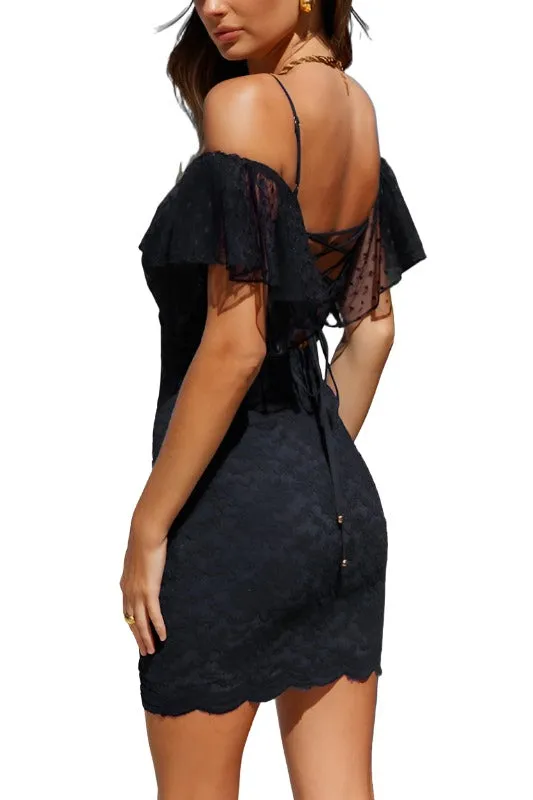 Open-back Lace Mini Dress