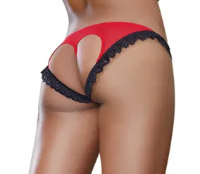 Open Back Panty Large RedBlack