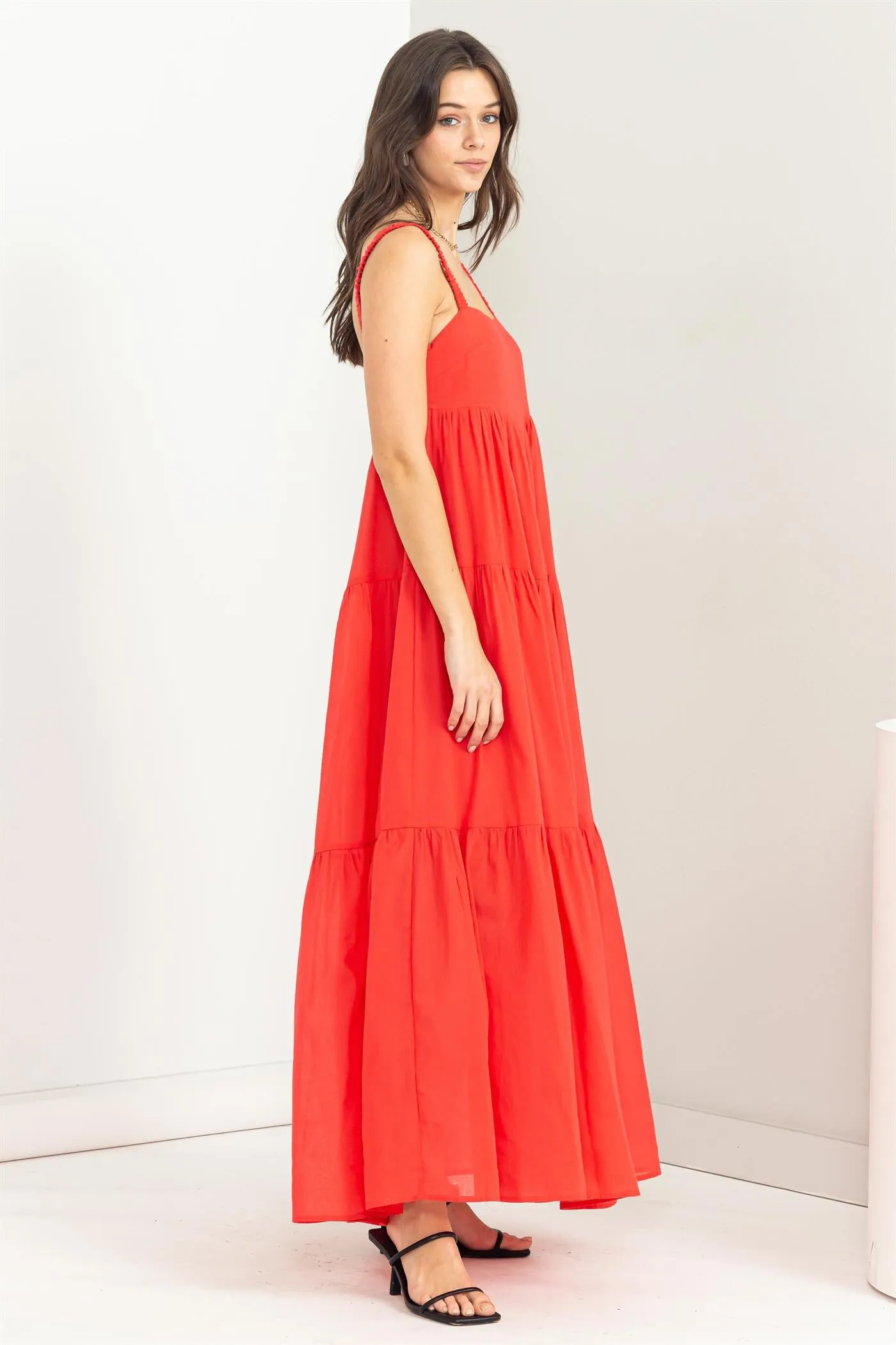 Open Back Red Maxi Dress