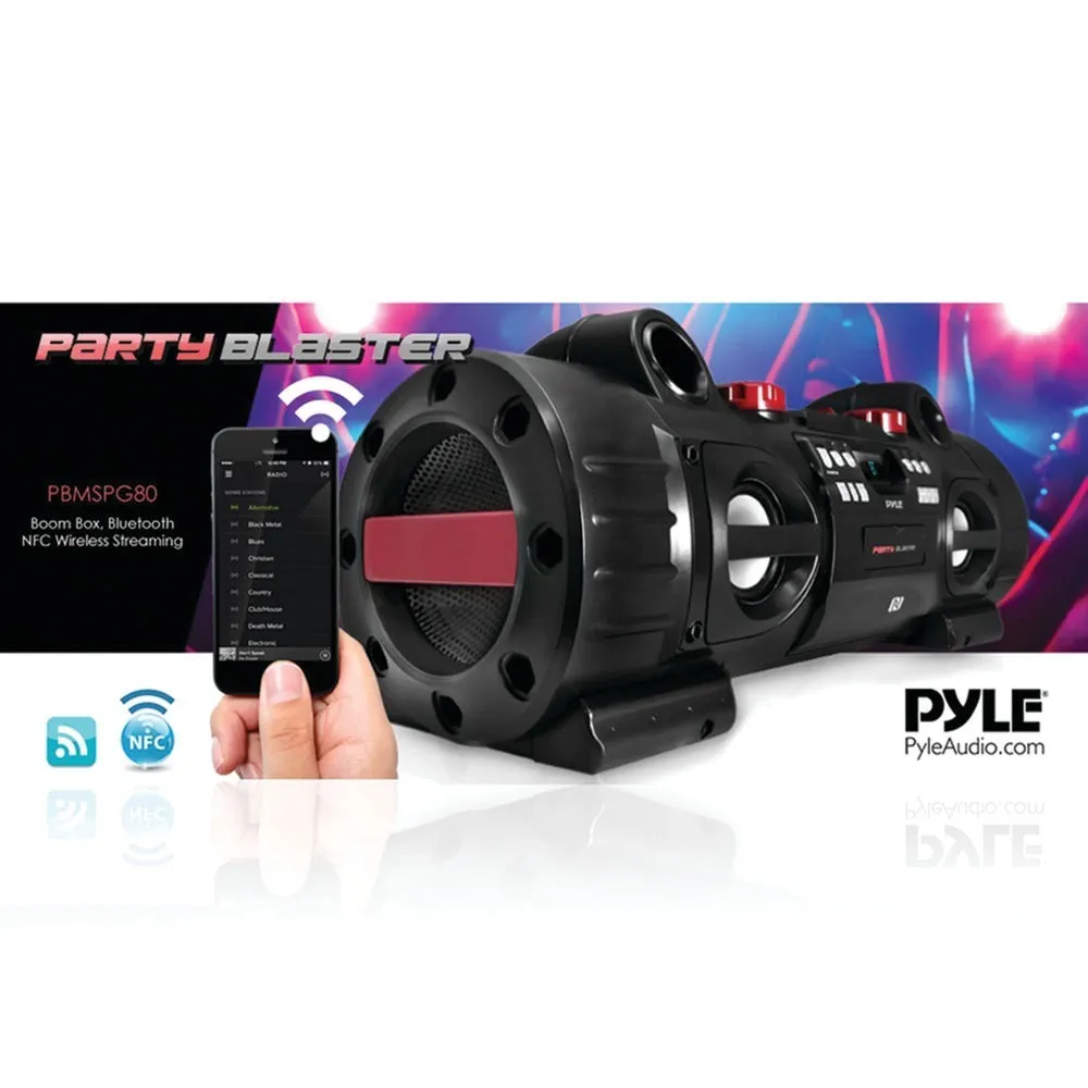 PYLE PBMSPG80 Party Blaster Boom Box with Bluetooth(R) & NFC(R)