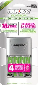 Rayovac NiMh Battery Charter w/ 2 AA and 2 AAA LSD Batteries