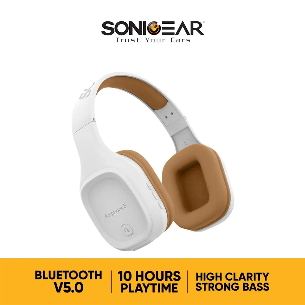 SonicGear Airphone 5 Bluetooth Headphones White Gold