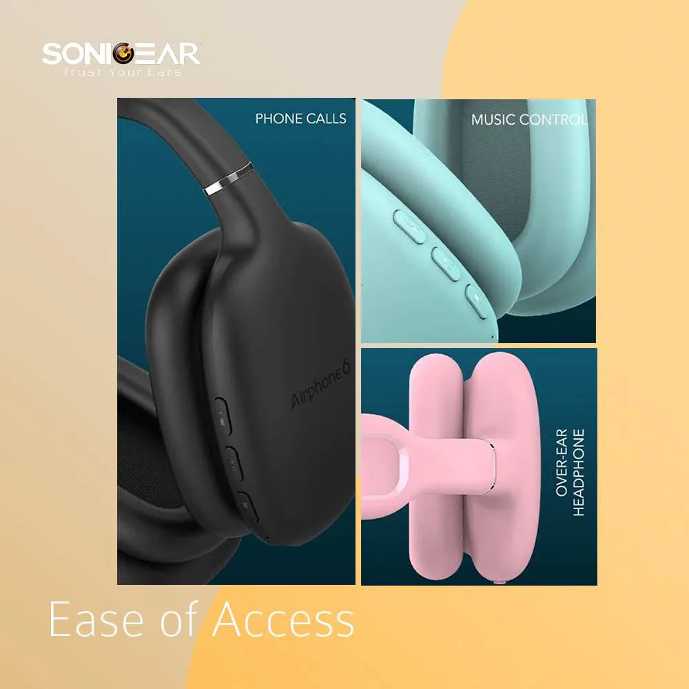 SonicGear Airphone 6 Bluetooth Headphones Black