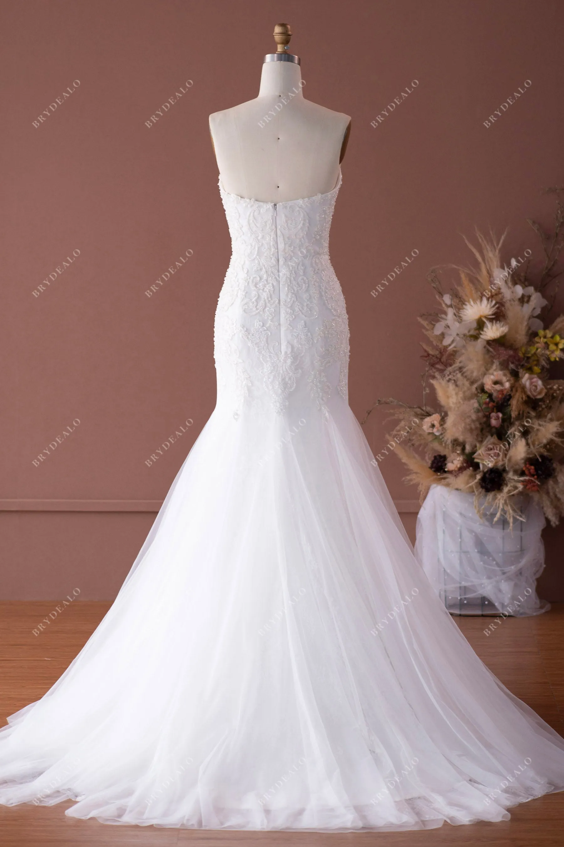 Strapless Sweetheart Designer Lace Mermaid Bridal Dress